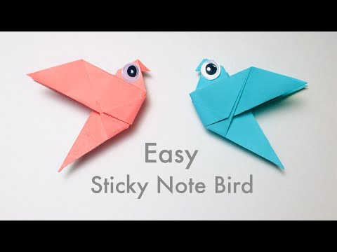 Sticky Note Origami 🦜- Bird - Origami Bird Easy - How to make paper bird - DIY Origami Tutorial