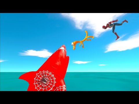 Monsters Jump Over Spiderman Megalodon Pool - Animal Revolt Battle Simulator