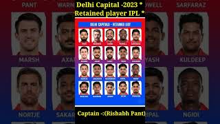 IPL 2023 Delhi capital retain player list #rcb #srh #csk #dc #kkr #mi #rr #gt #viratkohli #shorts