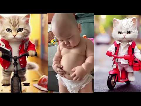 Funny And Cute baby with cute cats #viral #cat #cute #baby