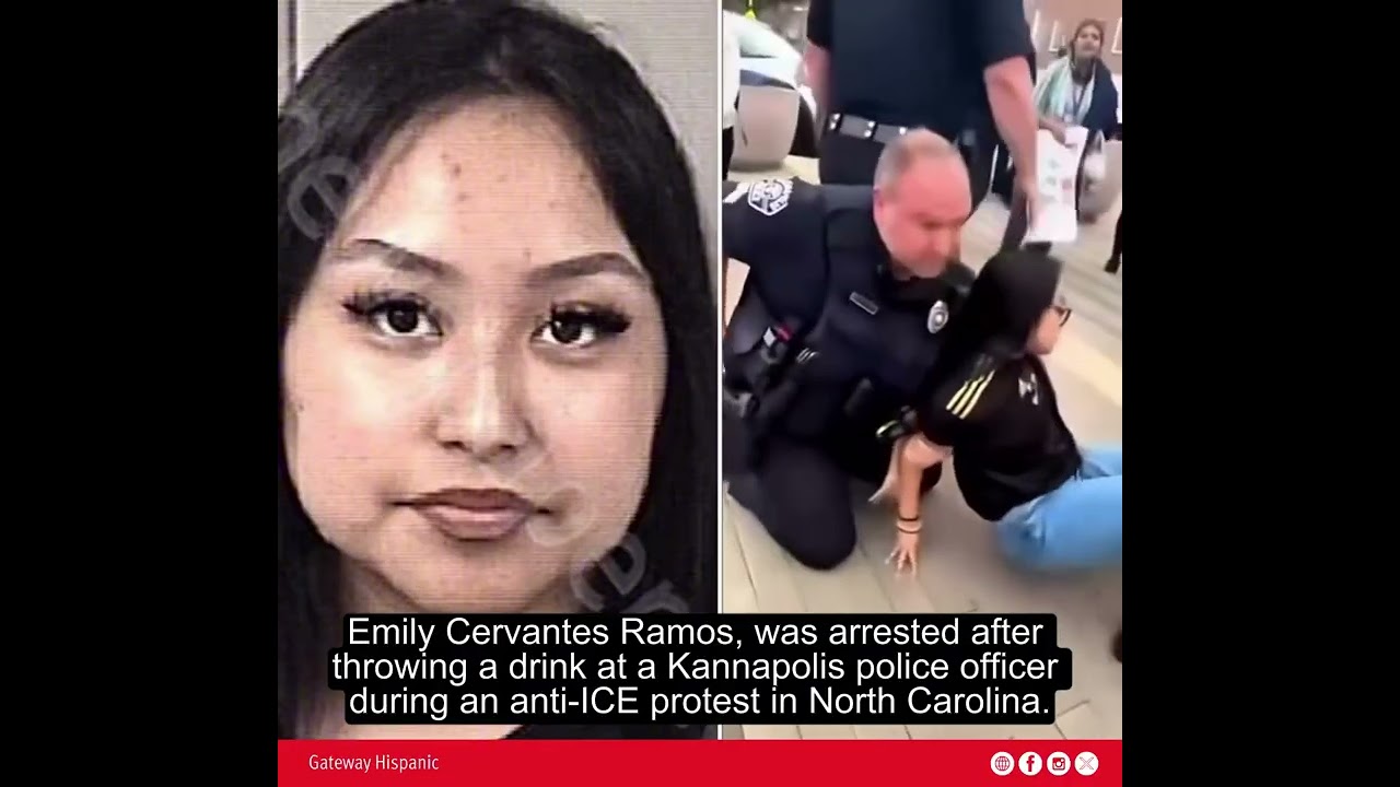 Emily Cervantes Ramos arrested after throwing drink at officer during anti ICE protest