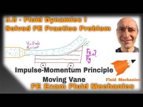 FE Exam Fluid Mechanics - 3.6 - Practice Problem - Impulse-Momentum for a Moving Vane