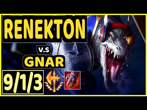 DHOKLA (RENEKTON) vs GNAR - 9/1/3 KDA TOP CHALLENGER GAMEPLAY - NA