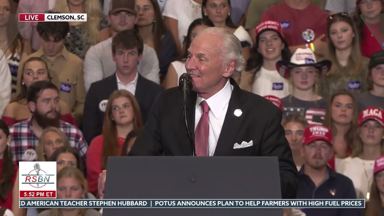 Gov. Henry McMaster Full Speech at President Trump’s Rally in Clemson, SC - 10/21/2026