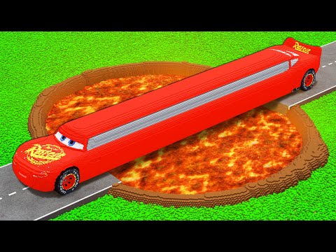 LONG CARS vs POTHOLES with LAVA in Teardown