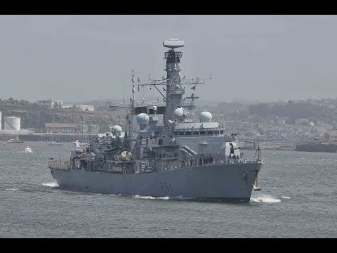 HMS SUTHERLAND F81 ENTERS DEVONPORT NAVAL BASE AT DEVIL'S POINT - 11th June 2017
