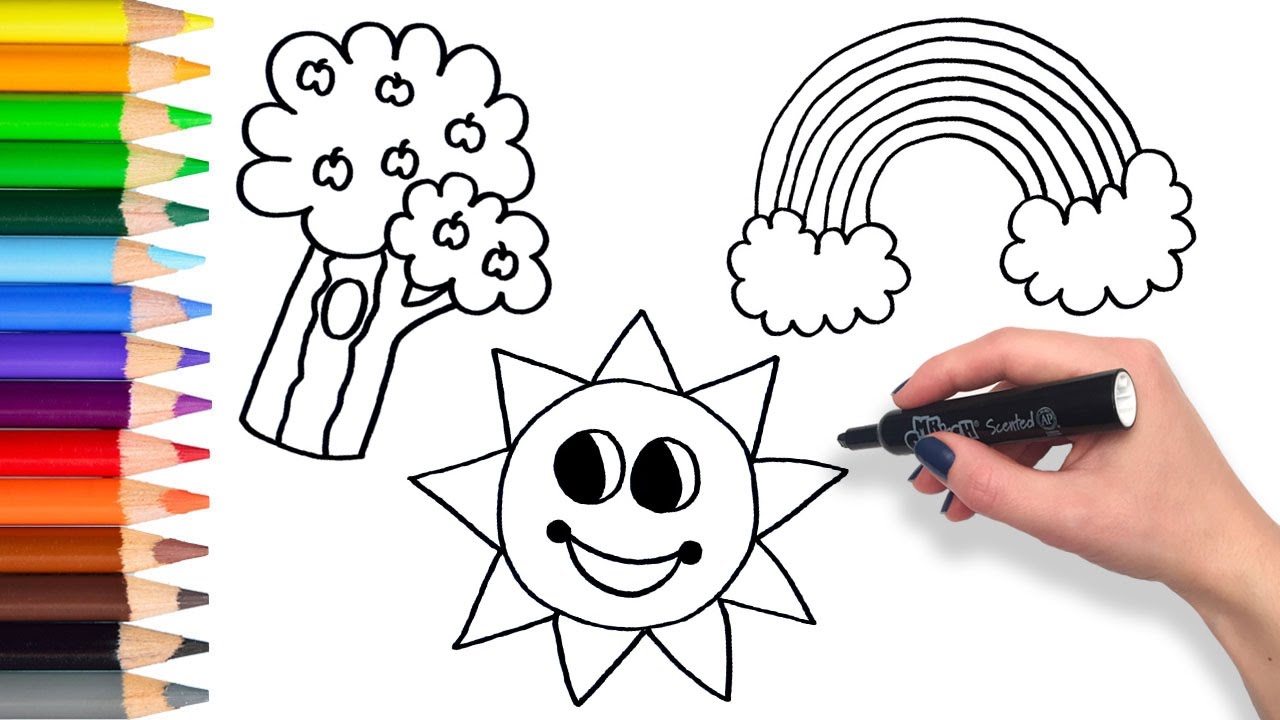 Learn to draw Nature | Teach Drawing for Kids and Toddlers Coloring Page Video