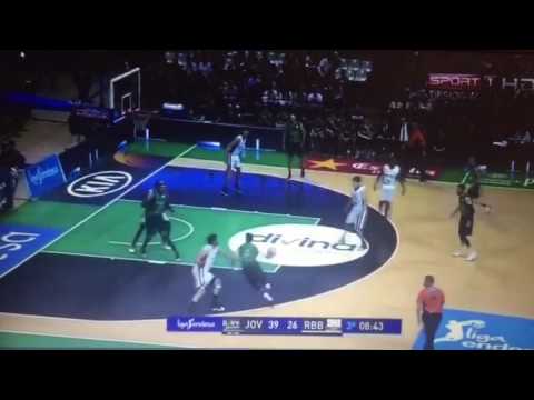 Alberto Abalde scores with strong contact against taller defender