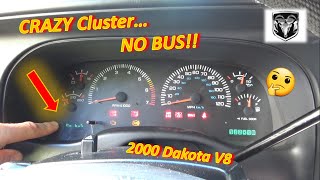 Dodge Dash is DEAD...Unless E-Brake Engaged?? ('00 Dakota: Cluster NO BUS)