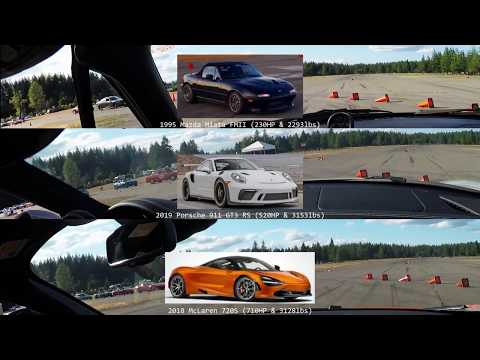 6/29/2019 - Mazda Miata vs Porsche GT3 RS vs McLaren 720S in autocross
