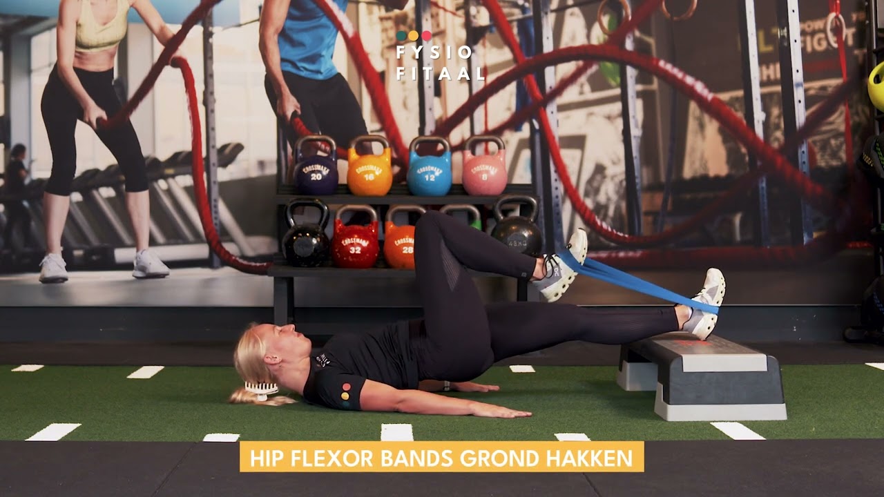 Video thumbnail: Hip flexor bands grond hakken op bankje — instructievideo