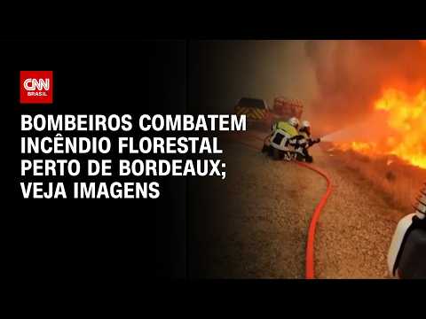 Bombeiros combatem incêndio florestal na região Bordeaux, na França | CNN BRASIL