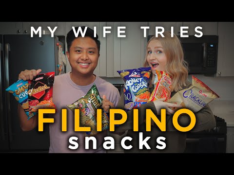 My Wife Tries Filipino Snacks - Americans Trying Filipino Snacks