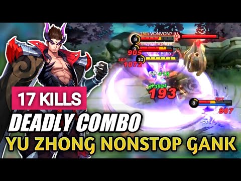 PERFECT NONSTOP GANK!! GAMEPLAY YU ZHONG FAIL MANIAC | Build Yu Zhong - Mobile Legends