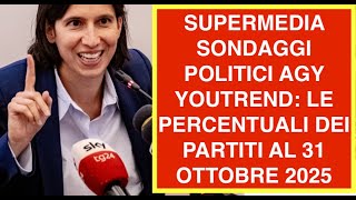 SUPERMEDIA SONDAGGI POLITICI AGY YOUTREND: LE PERCENTUALI DEI PARTITI AL 31 OTTOBRE 2025