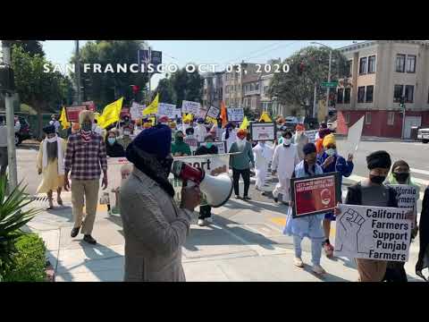 ਸੈਨ ਫਰਾਂਸਿਸਕੋ ਕੈਲੇਫੋਰਨੀਆਂ ਵਿੱਚ ਪੰਜਾਬ ਦੇ ਕਿਸਾਨਾਂ ਦੇ ਹੱਕ ਵਿੱਚ ਮੁਜ਼ਾਹਰਾ