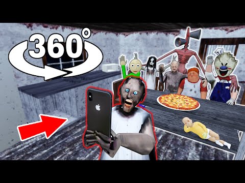 360 Video || Granny House 360 || Granny, Siren Head, Baldi, Ice Scream - Funny Horror Animation VR