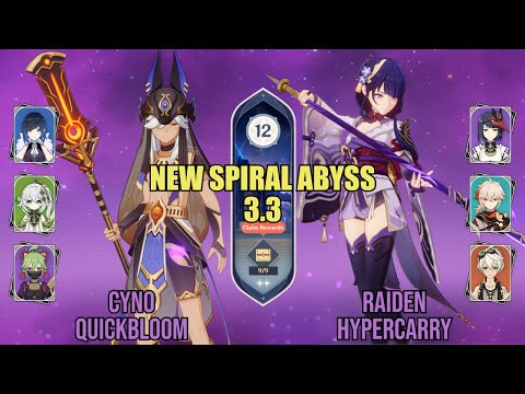 Cyno Quickbloom & Raiden Hypercarry - NEW Spiral Abyss 3.3 - Floor 12 (9★)