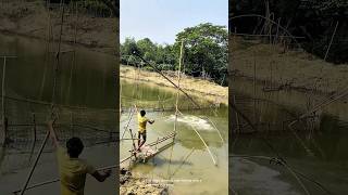 Traditional fishing method with large net