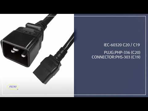 IEC 60320 C20 Grounded Plug To C19 Connector, 3-Pin AC Power Cord