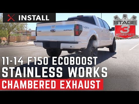 2013 F150 Ecoboost 3.5L Stainless Works Chambered Catback Exhaust Install & Sound clip