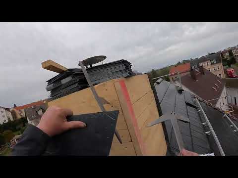 Schiefer Schuppen an Schornstein decken - Teil 2 - Dachdecker Döbeln