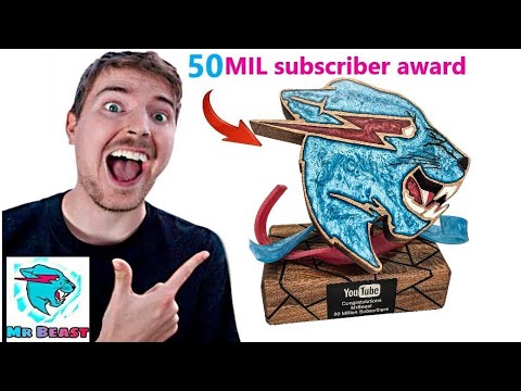 I made Mr Beast 50 million subscriber award / YouTube play button out of wood and resin / Resin art