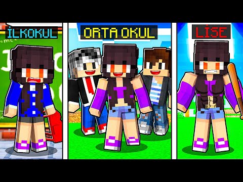 GÖKÇE'nin OKUL HAYATI | İLKOKUL - ORTAOKUL - LİSE 😱 - Minecraft
