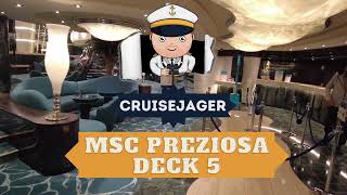 MSC Preziosa – Tour dek 5 (Corallo) – O.a. Golden Lobster Restaurant & MSC Preziosa Bar