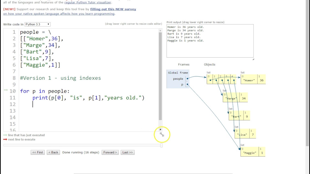 Python - Looping through two Dimensional Lists