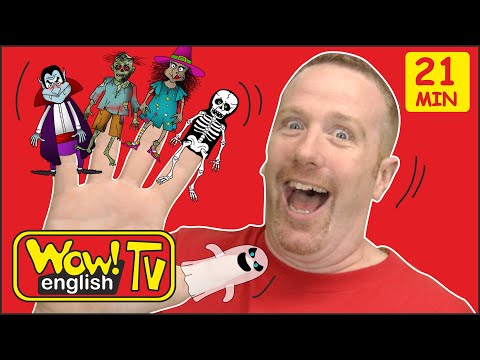 Finger Family Halloween Spooky Stories for Kids from Steve and Maggie | Speaking Wow English TV