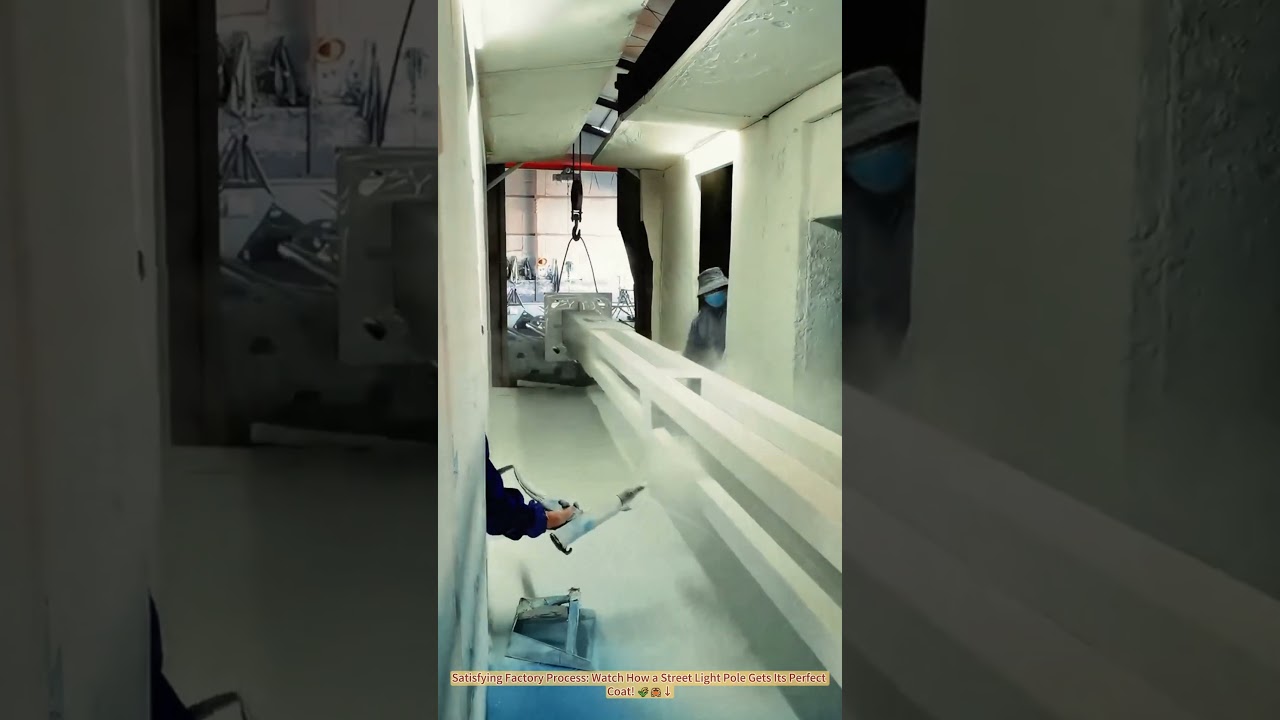 Satisfying Factory Process: Watch How a Street Light Pole Gets Its Perfect Coat! 🌾🦀↓