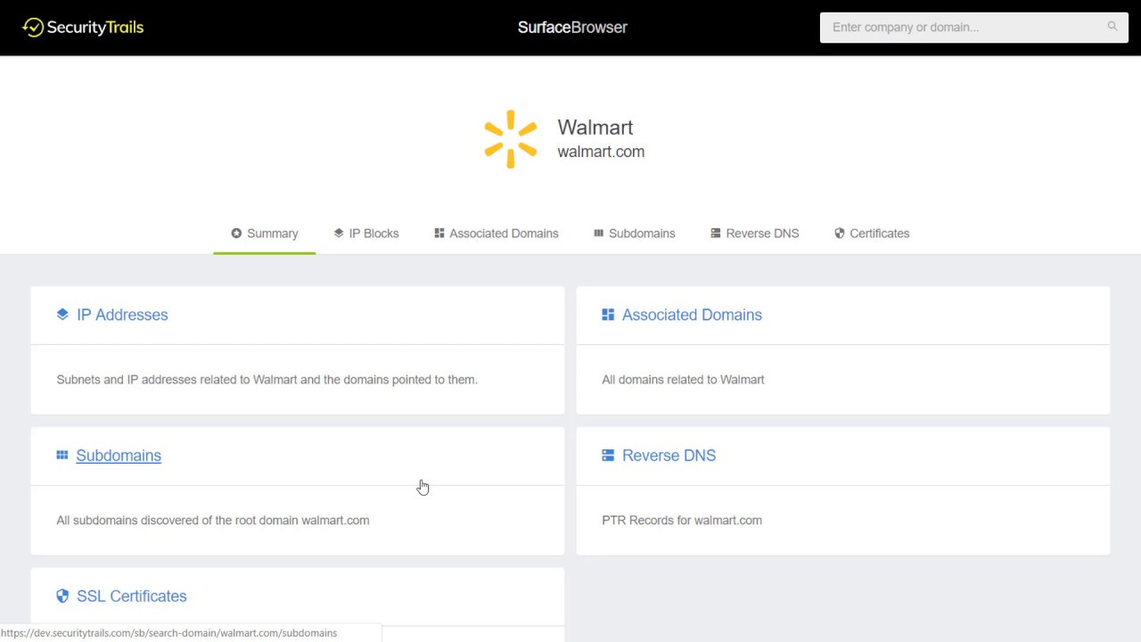 SurfaceBrowser: a Passive Intelligence Tool for Exploring the Surface of Any Company SurfaceBrowser: a Passive Intelligence Tool for Exploring the Surface of Any Company