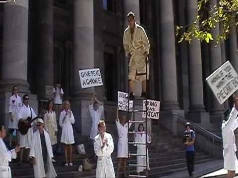 Pie cart protest held by Comedy Underground