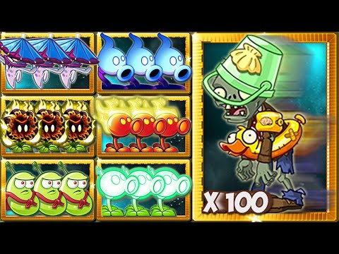 PvZ 2 Challenge - Team 3 Plant's Use 5 Plant Food Vs Normal  Ducky Buckethead Zombie LV10 Max Speed