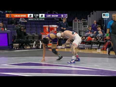 133 lbs: Illinois' Lucas Byrd vs. Northwestern's Luis Bazan | Illinois Wrestling