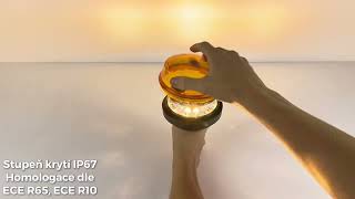 LED maják, 12-24V, 12x1W oranžový, pevná montáž, ECE R65 