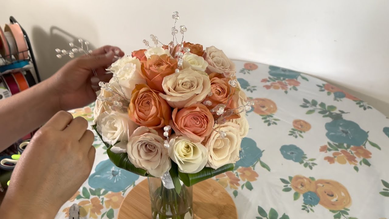 Bouquet de  novia con sólo rosas el más fácil de hacer