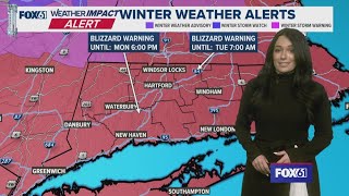 BLIZZARD WARNING across the state of Connecticut for Sunday's storm | 1pm Update