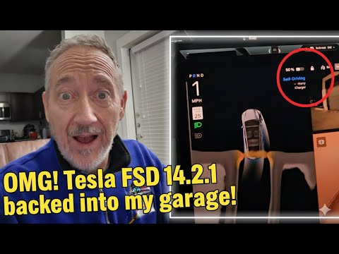 OMG, Tesla FSD 14.2.1 backed in to my garage perfectly!