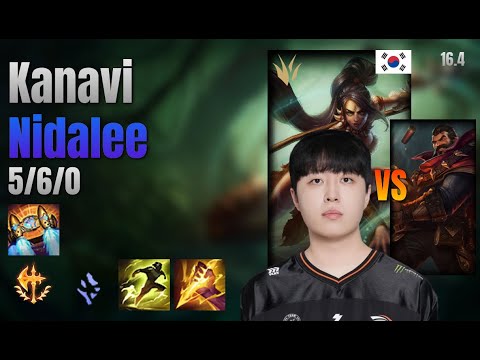 Kanavi Jungle Nidalee vs Graves lol KR solo rank Full Game 16.4 | 카나비 니달리 vs 그레이브즈
