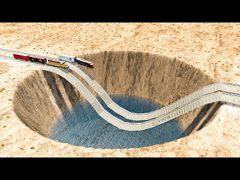 Impossible Weird Wave Rail Tracks Vs Trains Crossing - BeamNG.Drive