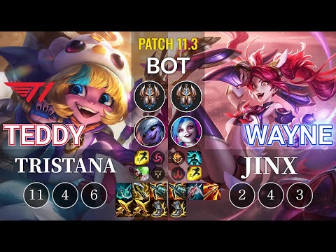 T1 Teddy Tristana vs Wayne Jinx Bot - KR Patch 11.3