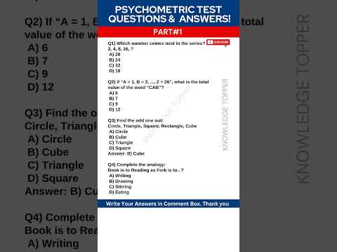 Psychometric Test Questions and Answers - Part # 1