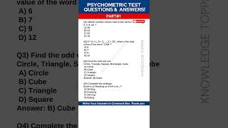 Psychometric Test Questions and Answers - Part # 1