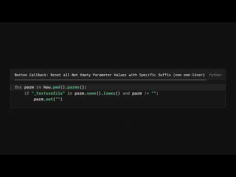 Houdini Python Button Callback | Reset all Not Empty Parameter Values with Specific Suffix