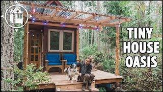 She Built a TINY HOUSE with Covered Porch in the Woods