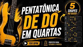 Pentatônica de Dó em Quartas — 5 Shapes no Baixo  100 BPM 🎸