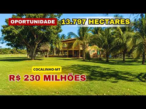 Fazenda à Venda no Mato Grosso com 13.797 hectares/ 9 km de Rio Araguaia/ PIVÔ/ Pista de Pouso