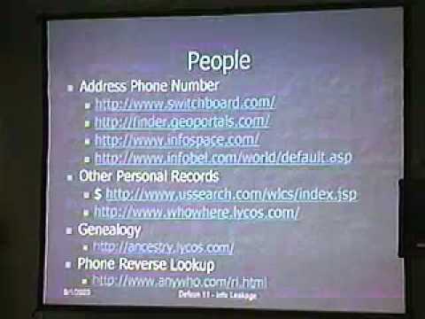 DEF CON 11 - Joe Klein - Information Leakage - You posted what?!